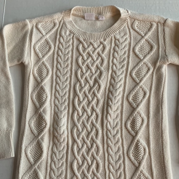 GAP Kids Cable Knit Cream Off White Sweater Dress Size Small - Picture 3 of 11